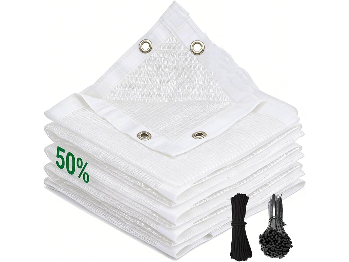 55% Shade Cloth For Garden, Breathable Shade Mesh Tarp With Grommets, White Sun Cover Sunshade Net 5x20ft 10x30ft