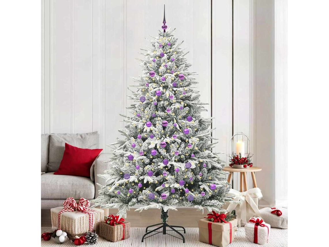 Vidaxl Árvore De Natal Artificial Pré-iluminada Com Conjunto De Bolas