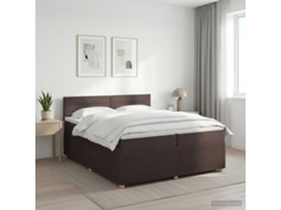 Vidaxl Cama Box Spring Com Colchão Marrom Escuro 200 X 200 Cm Tecido
