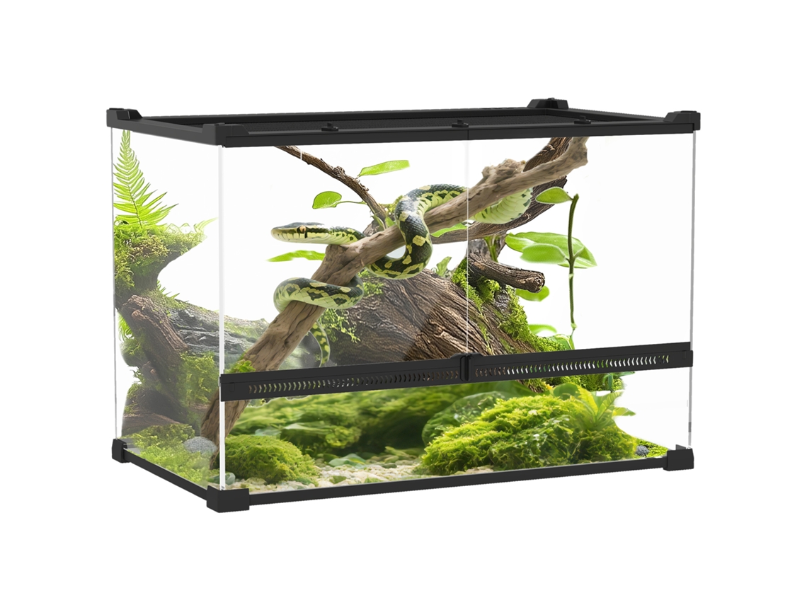 Terrário de Vidro para Répteis, Fundo Elevado, Impermeável S/MARCA