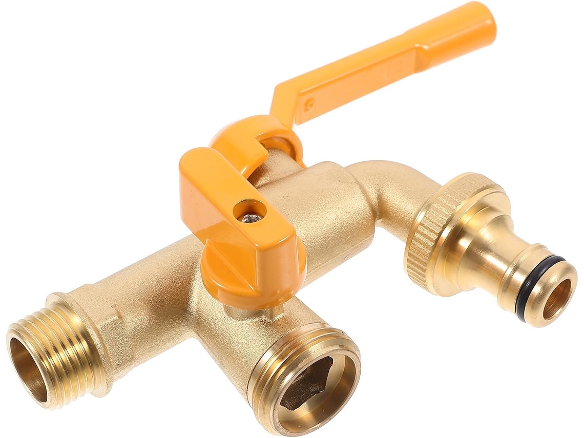 Torneira De Jardim Externa Em Latão Com Saída Dupla E Conector Para