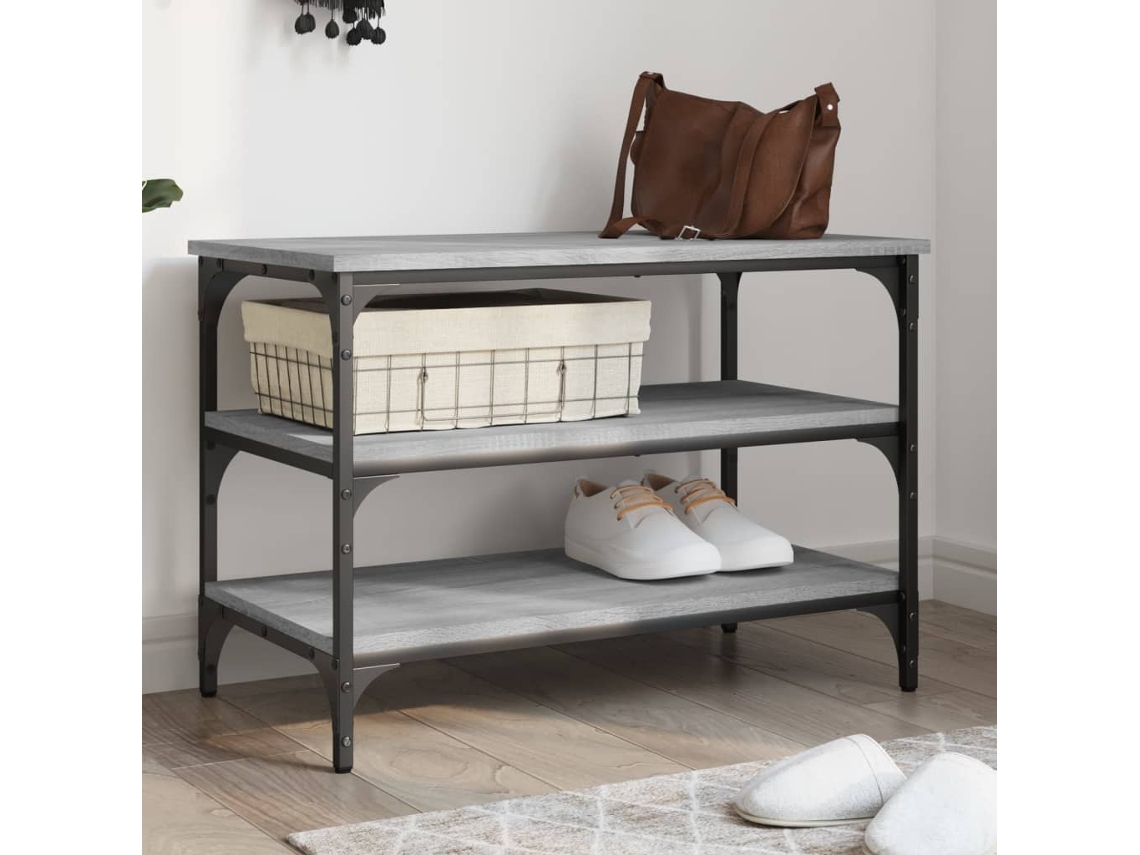 Vidaxl Banco Sapateira 70x38,5x49 Cm Derivados Madeira Cinzento Sonoma