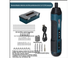Conjunto De 105 Peças De Parafusadeira Elétrica Recarregável De 3,6 V E 1300 Mah, Com 4 Níveis De Torque E Bateria Inclusa.
