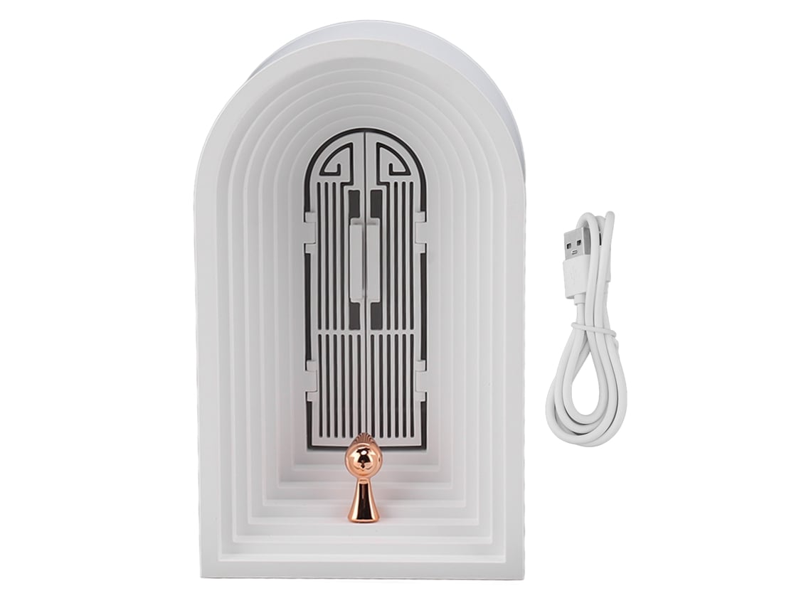 2026 lâmpada de Mesa Noturna Abs Regulável Usb Recarregável Forma Santuário Estilo Nórdico Decoração de Quarto Branco