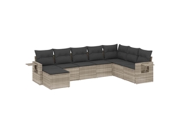 Conjunto de 8 Sofás Jardim com Almofadões Vime Pe Cinzento Claro MAISON EXCLUSIVE (8 pcs)