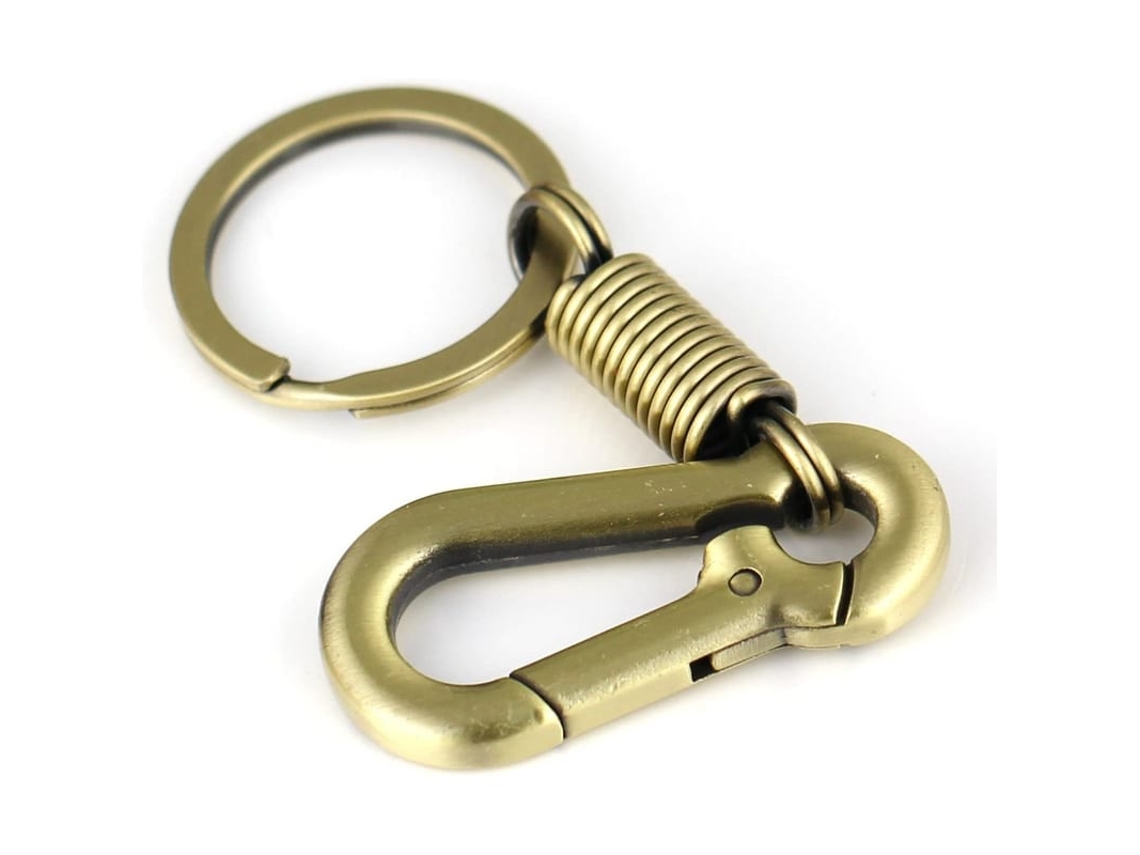 Chaveiro Em Forma De Carabiner Simples Estilo Retro Forte Em Liga Cromada Polida Preto