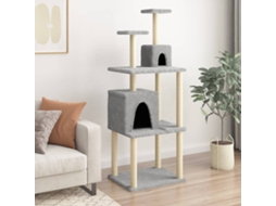 Vidaxl Árvore P/ Gatos C/ Postes Arranhadores Sisal 167 Cm Cinza-claro