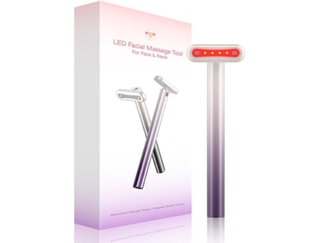 Massageador facial de luz vermelha, bastão de beleza, dispositivo de microcorrente