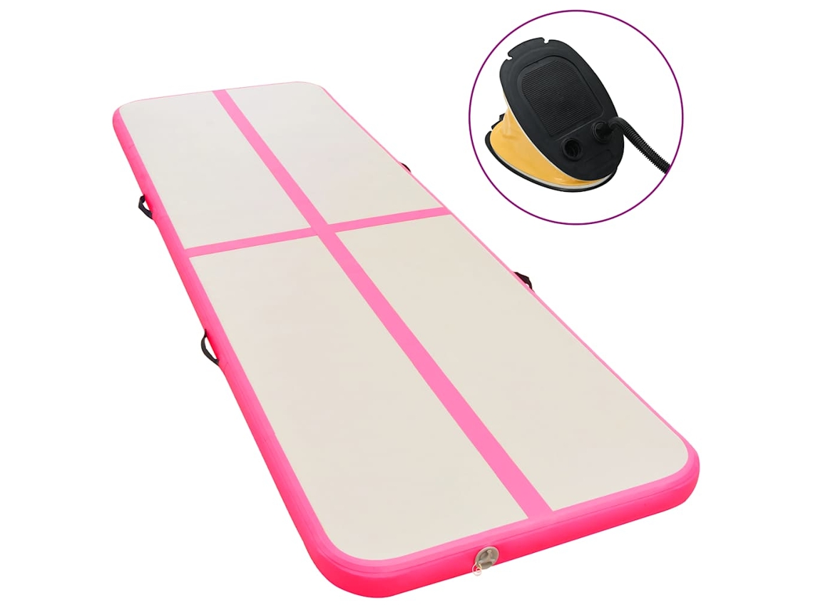 Vidaxl Colchão De Ginástica Insuflável C/ Bomba 300x100x10 Cm Pvc Rosa
