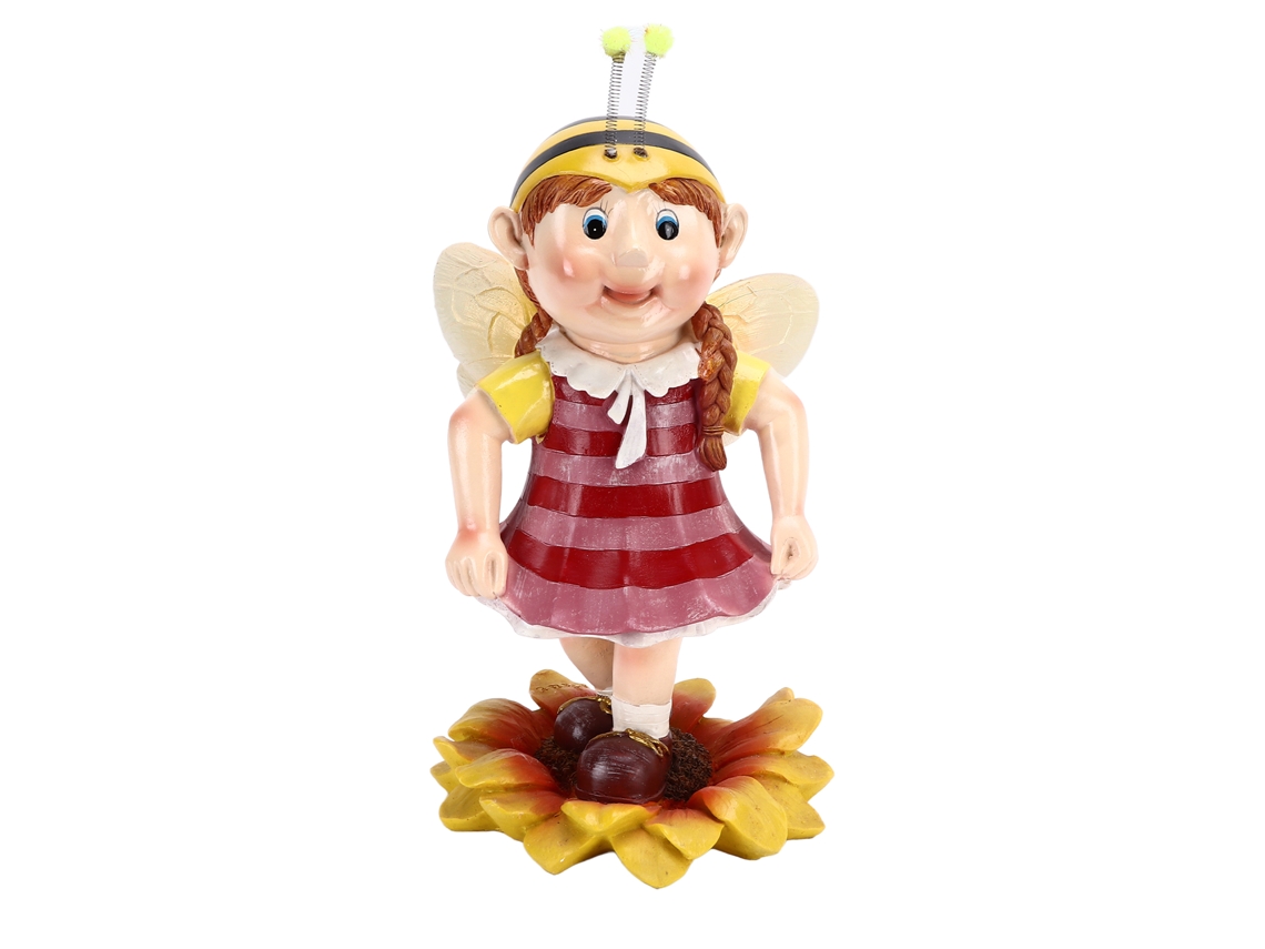 Ornament de Jardim em Resina Abelha Cartoon Estilo Pastoral à Prova D'água | S/MARCA