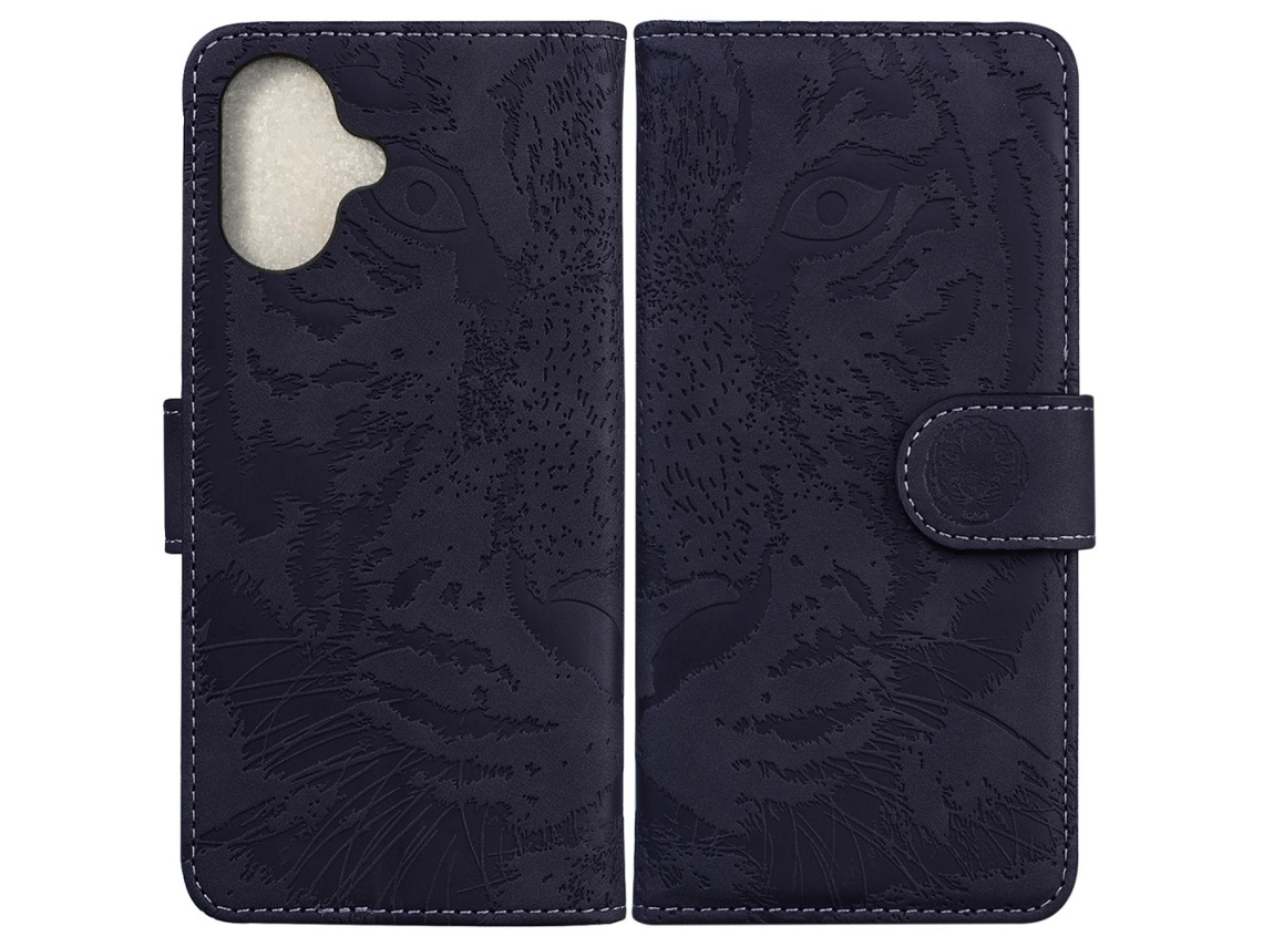 Capa Em Couro Pu À Prova De Choque Para Apple Iphone 16 - Preto