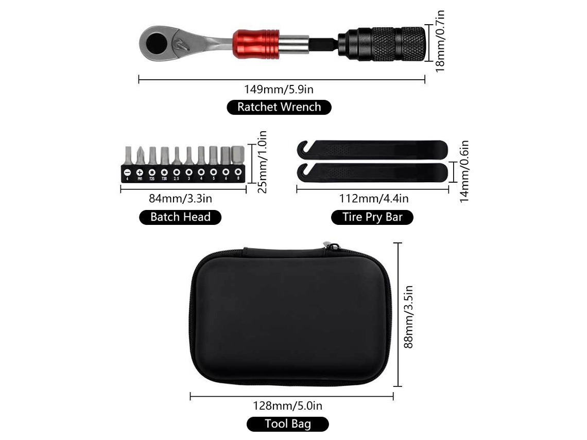 Kit De Ferramentas Para Reparo De Bicicleta Com Chave De Ratinho Compacta Leve Multifuncional Para Manutenção Bicicleta