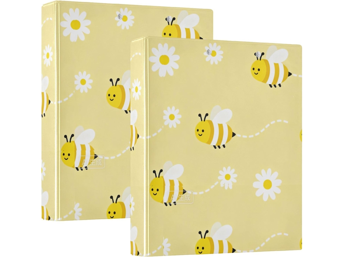Pasta Escolar Abelhas 3, 8cm Com Bolsos Internos, Pacote Com 1 2-unidades, Material De Escritório, Capa Dura
