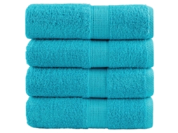 Vidaxl Toalhas De Rosto Premium Solund 4 Peças Turquesa 30x30 Cm 600 G/m²
