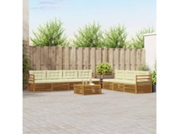 Vidaxl Conjunto De Sofás Para Exterior 8 Unid. Natural E Creme