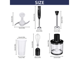 Batedor Imersivo Elétrico 500w 2 Velocidades com Acessórios Inox e Picador Bpa free Preto