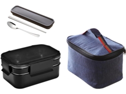 Marmita Dividida Em Aço Inoxidável 304com Bolsa E Talheres, Tipo Bento, Compacta E Leve, Própria Para Micro Ondas