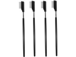 Conjunto De 4 Peças De Pentes Para Cílios Em Aço Inoxidável Com Cabo Reto E Escova.