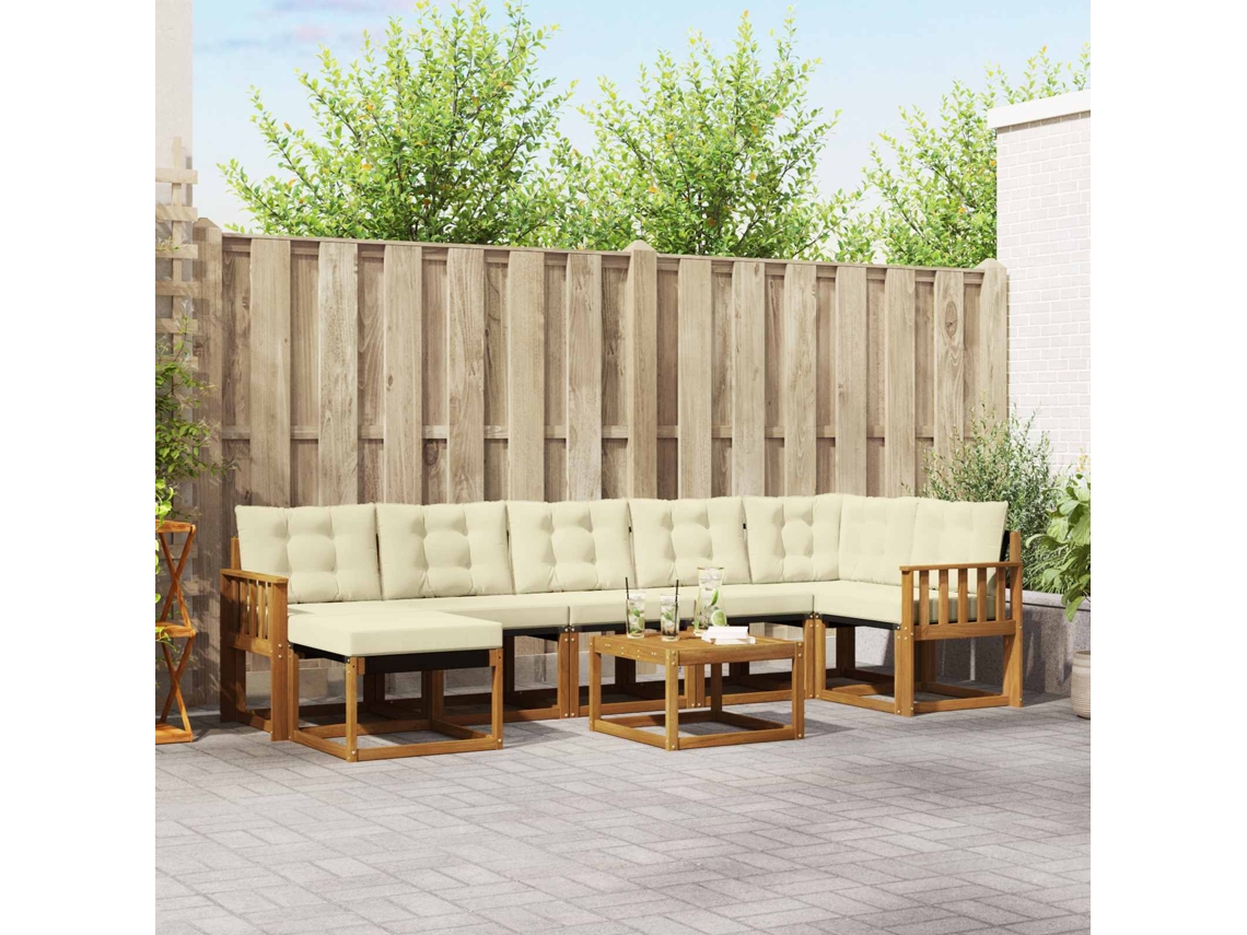 Vidaxl Conjunto De Sofás Para Exterior 8 Pcs Natural E Creme
