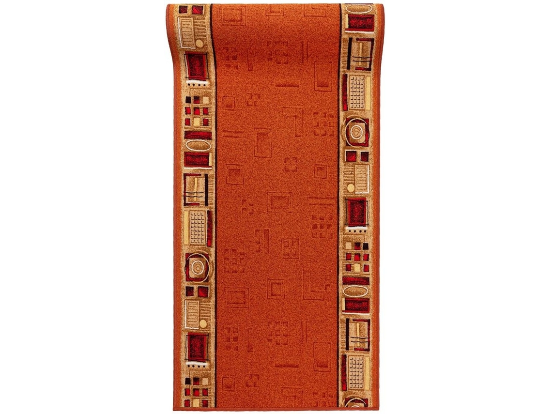 Loper De Alta Qualidade - Tapete Antideslizante - Moderno Padrão - 120 X 275 Cm - Terracotta/roxo - Tapete