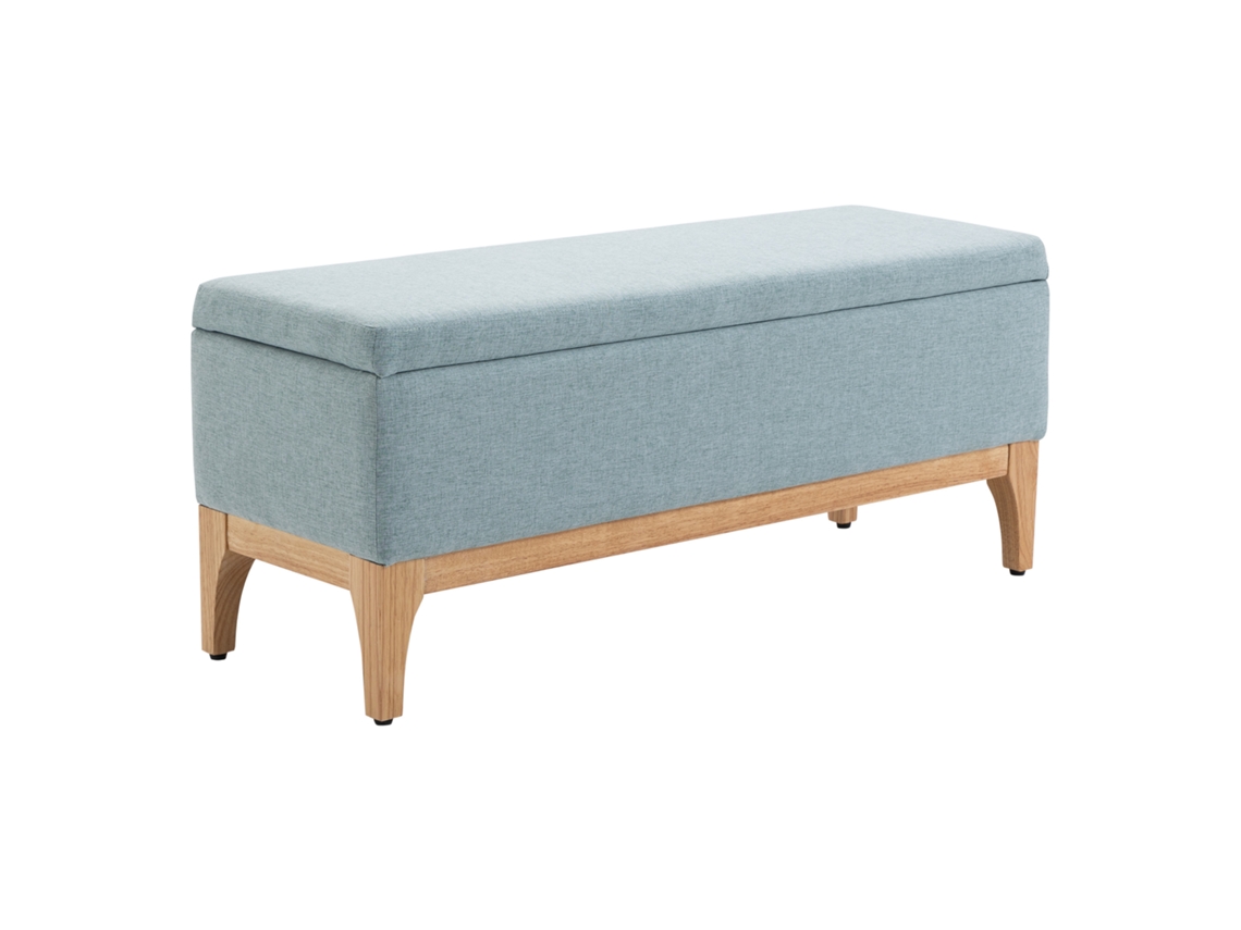Banco estofado com baú de tecido, estilo escandinavo, 110x39x45cm azul BTFORUS