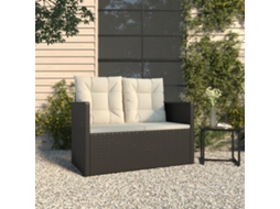 Banco de Jardim com Almofadas 105 Cm Vime Pe Preto Dkd Home Decor