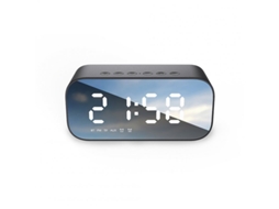 Coluna Bluetooth Despertador Espelho Display Áudio Multifuncional com Modo de Alarme Duplo Brilho de 3 Níveis Preto