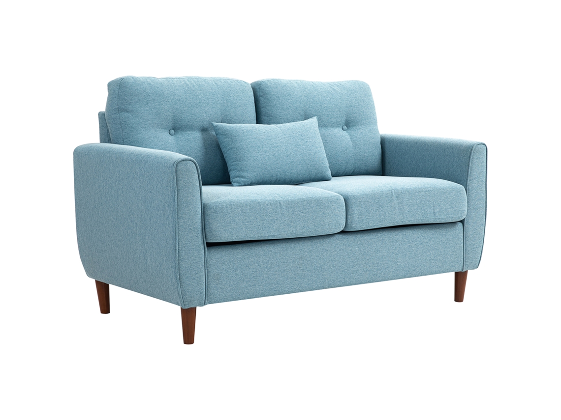 Sofá 2 lugares azul claro 140x78x83 Cm assento acolchoado, almofadas laváveis, braços almofadados | S/MARCA