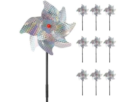Funbuy 10 peças moinhos de vento anti-passarinhos, repelente de pássaros, moinho de vento refletivo, moinho de vento refletivo, para repelente de pássaros Kimiss