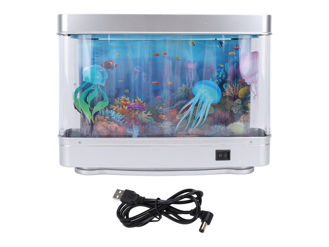 Rebe-lâmpada De Aquário Falso Com Peixes Móveis Led Luz Branca Usb 5v Para Escritório Dormitório