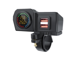 Hubs De Carregamento Para Motocicletas Com Duas Portas Usb, Visor Lcd