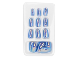 24 Unhas Postiças Bailarina Longas em Formato de Caixão com Glitter, Tamanho 12, Estilo Francês, para Unhas Decoradas em Casa e Salões de Beleza.