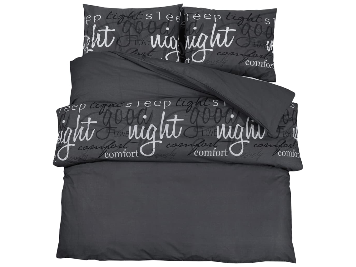 Duvet Cover Set, Duvet Cover Sets Vidaxl Preto Algodão (260 X 240 Cm + 65 X 65 Cm)
