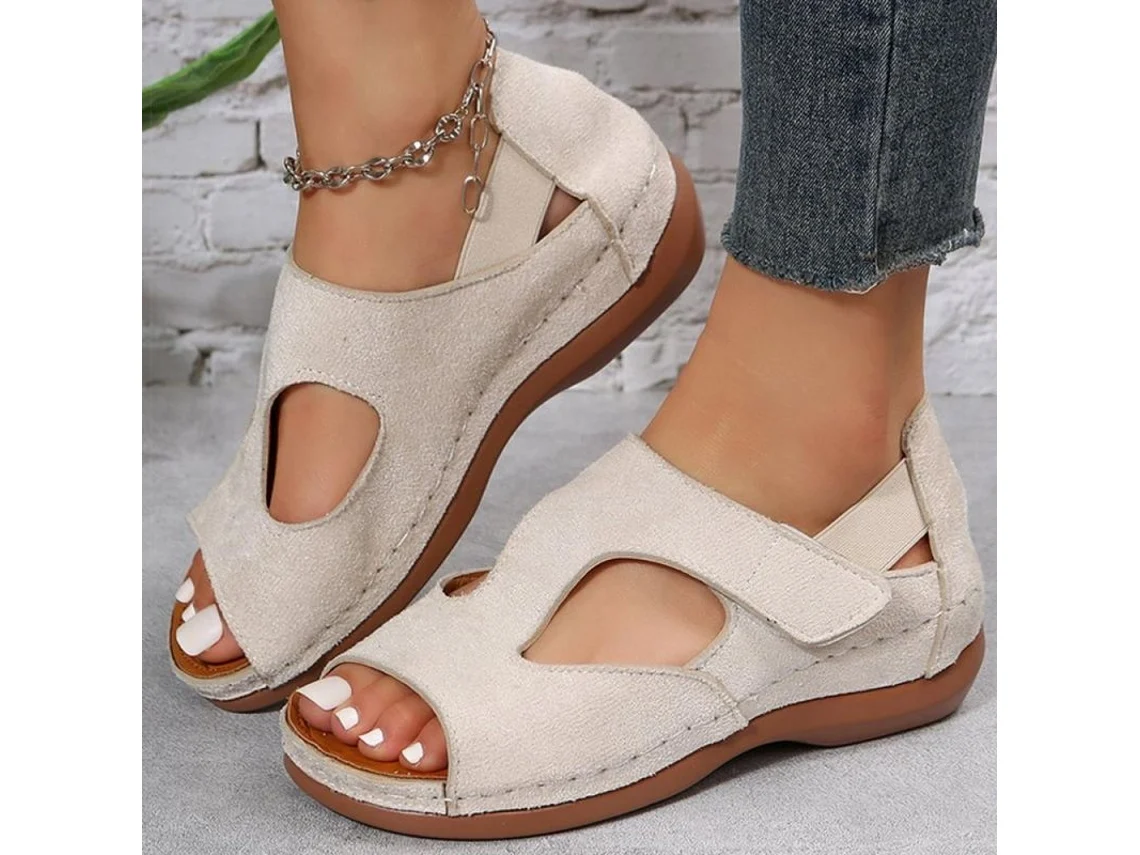 Sandálias Mulher 2023 Verão Sapatos Confortáveis Tacões Elegantes Calçado De Verão Hxd 41 Bege
