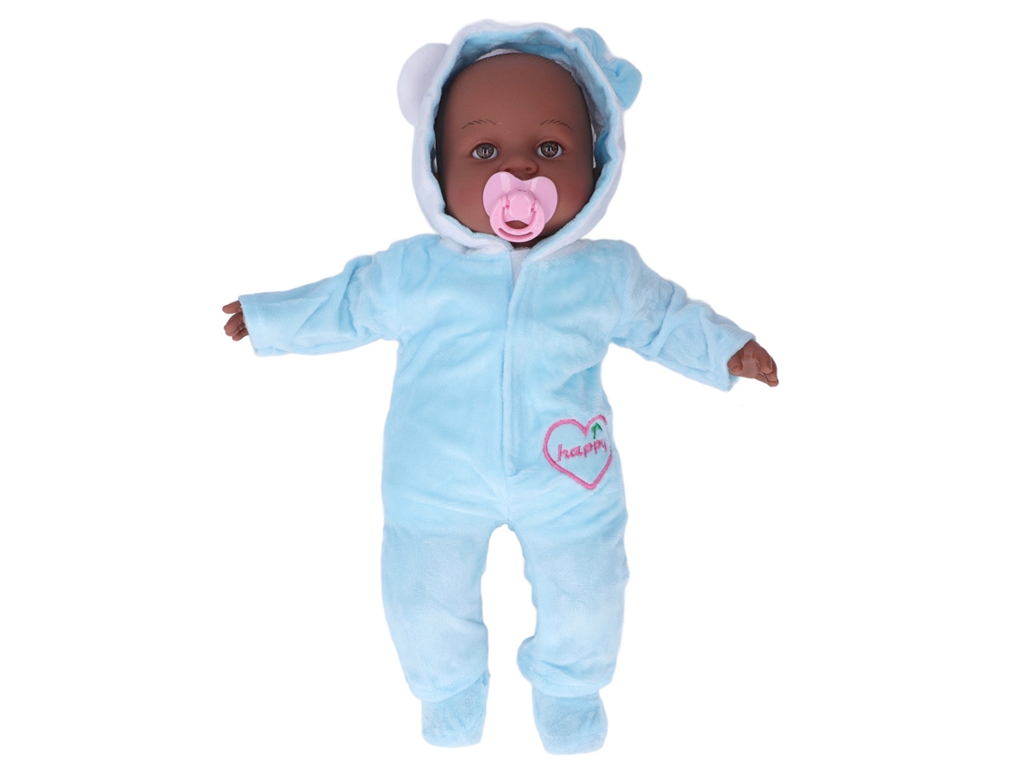 Ats muñeca Reborn de 40,64 Cm Pele Preta Simulação de Vinil Macio Bebê Realista com Chupeta (16 Polegadas)