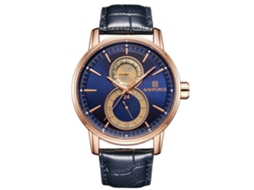 Reloj Quartz Hombre De Cuero Resistente Al Agua 3atm Rose Blue Naviforce