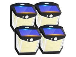Lámpara solar de exterior con sensor de movimiento, 248 LED, IP65, 270°, inalámbrica, para jardín (paquete de 4)