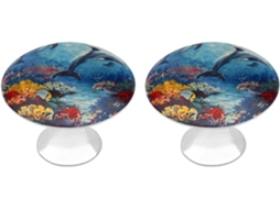 Puxadores De Aço Inoxidável Para Armários, Com Design De Golfinho, Peixe Coral E Fundo Do Mar, Formato Circular