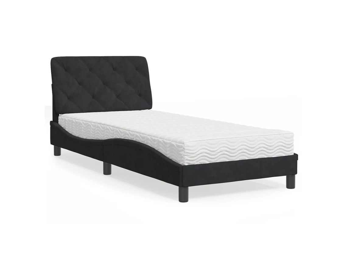 Vidaxl Cama com Colchão 80x200 Cm Veludo Preto