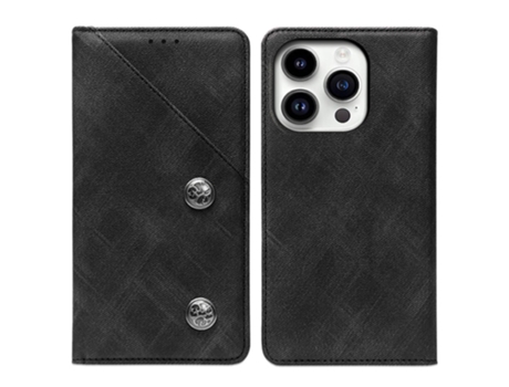 Capa Para Iphone 15 Idewei Pele Sintética Magnética Com Porta-cartões Preto