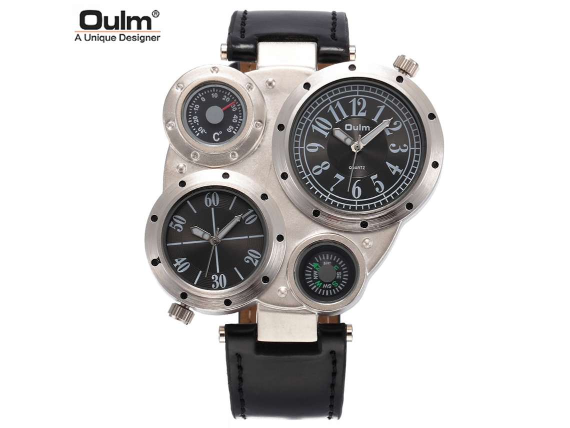 (preto) Relógio De Pulso Masculino Esportivo E Elegante, Relógio Casual Para Esportes Ao Ar Livre, Mostrador Grande, Movimento Duplo