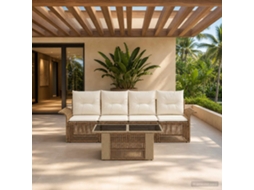 Vidaxl Conjunto De Sofá De Jardim 5 Unid. Bege E Branco Creme Vime Pe