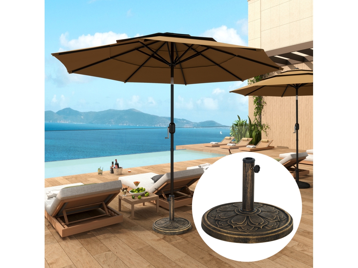 Base Guarda sol Redonda Bronze Ø46x33cm 12kg Enchível Cimento Jardim Terraço ZIWEI STORE
