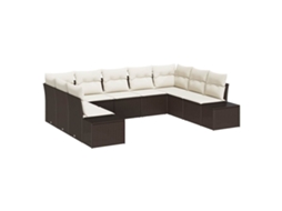 Maison Exclusive - Conjunto De Sofá De Jardim 9 Pcs Marrom E Creme Polirattan