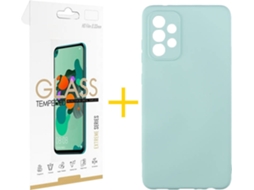 Capa e Película de Vidro Samsung Galaxy A32 5G SKYHE Silicone Líquido Verde Água