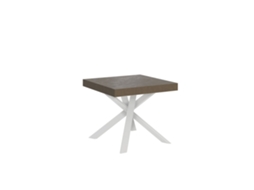 Mesa Extensível 90/194x90 Cm Clerk Cinza Pomba Com Pés Brancos Itamoby