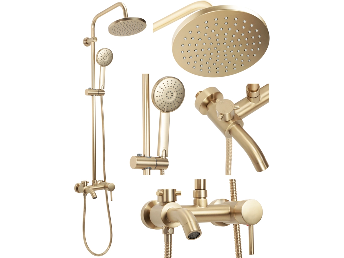 Conjunto De Chuveiro Rea Luis Brush Gold