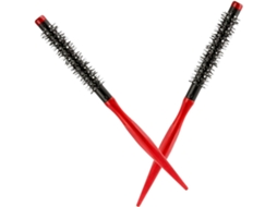 Conjunto Hemobllo Com 2 Escovas Redondas Pequenas Cerdas De Nylon Vermelhas Ultrafinas, Escova De Modelagem Portátil