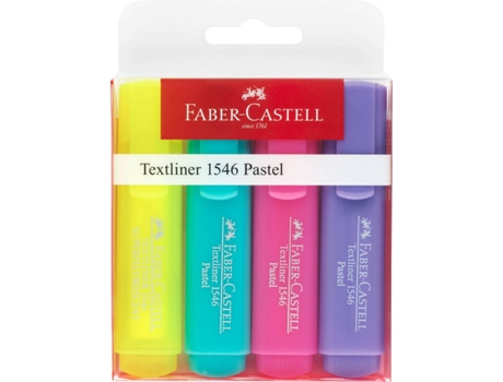 Marcador Fluorescente Faber Textliner 1546 Pastel Pack 4 Cores Sortidas
