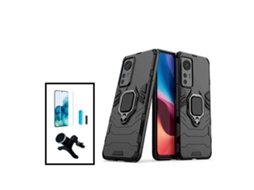 Kit Película de Vidro Nano Curved Uv Capa 3X1 Military Defender Suporte Magnético de Carro Reforçado para Xiaomi 12X Preto PHONECARE